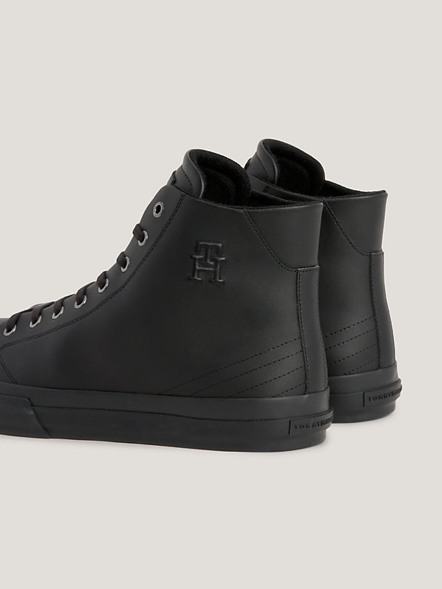 black th monogram high-top trainers for men tommy hilfiger