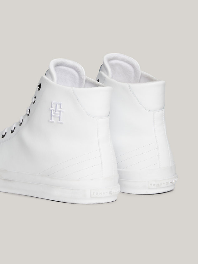 white th monogram high-top trainers for men tommy hilfiger