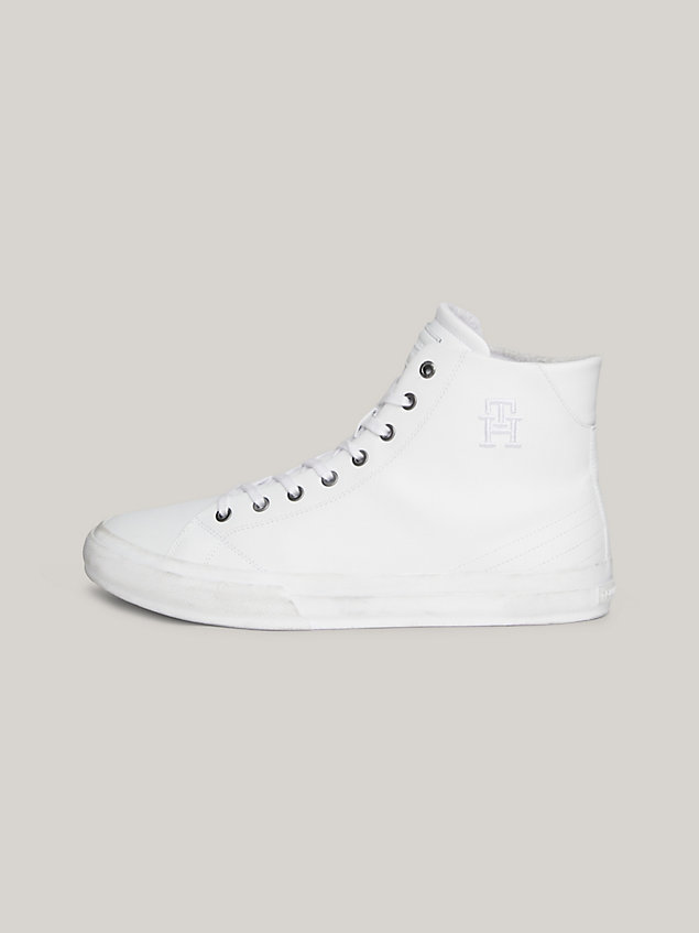 white th monogram high-top trainers for men tommy hilfiger