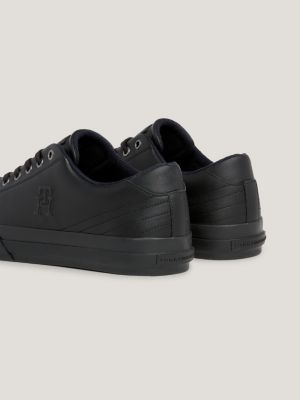 Tommy hilfiger black hot sale leather trainers