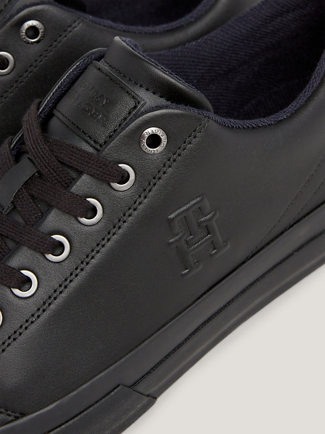 black th monogram leather trainers for men tommy hilfiger