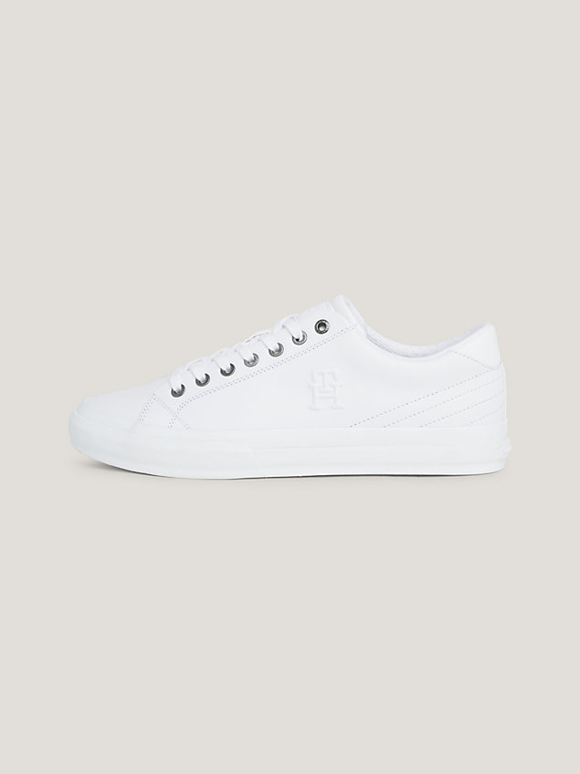 sneakers in pelle con monogramma white da uomo tommy hilfiger