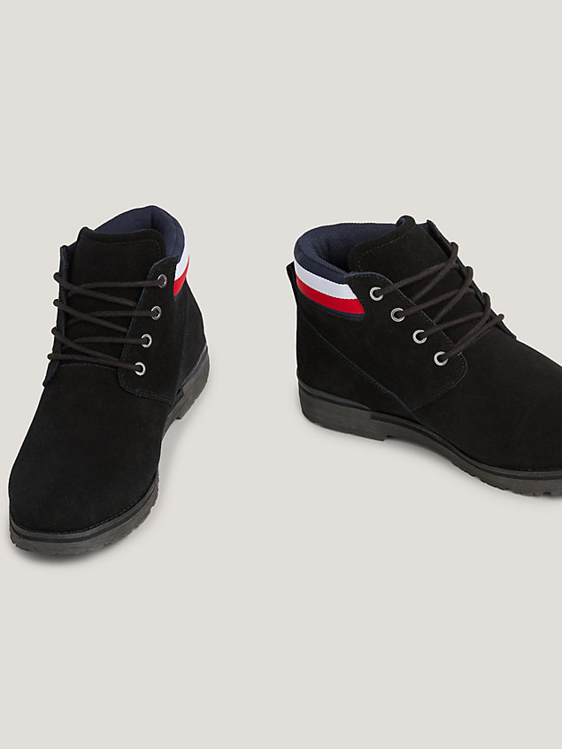 black lace-up ankle boot aus wildleder für herren - tommy hilfiger