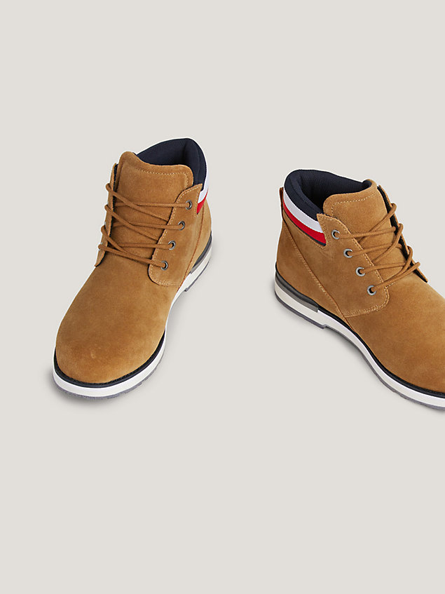 brown suede lace-up ankle boots for men tommy hilfiger