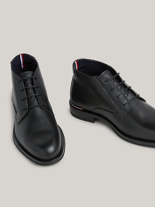 black low leather boots for men tommy hilfiger