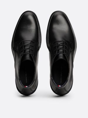 black leather lace-up ankle boots for men tommy hilfiger