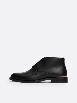 black leather lace-up ankle boots for men tommy hilfiger