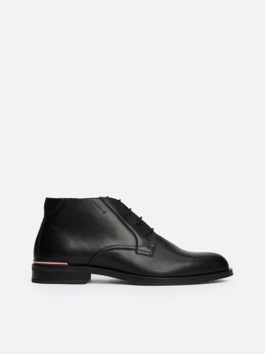 bottes basses en cuir à lacets noir pour hommes tommy hilfiger