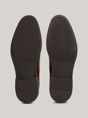brown leather lace-up ankle boots for men tommy hilfiger