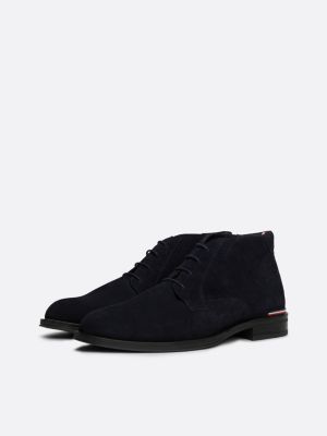 blue suede lace-up ankle boots for men tommy hilfiger