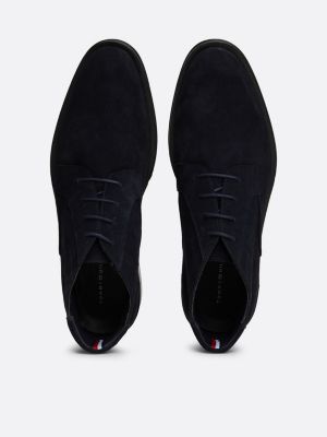 blue suede lace-up ankle boots for men tommy hilfiger