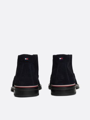 bottes basses en daim à lacets bleu pour hommes tommy hilfiger