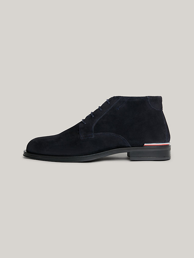 blue suede lace-up low boots for men tommy hilfiger