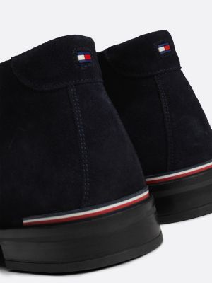 blue suede lace-up ankle boots for men tommy hilfiger