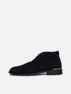 blue suede lace-up ankle boots for men tommy hilfiger