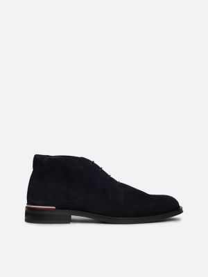 blue suede lace-up ankle boots for men tommy hilfiger