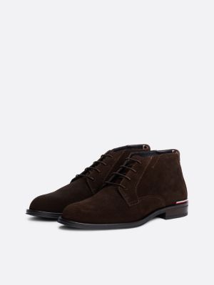 black suede lace-up ankle boots for men tommy hilfiger