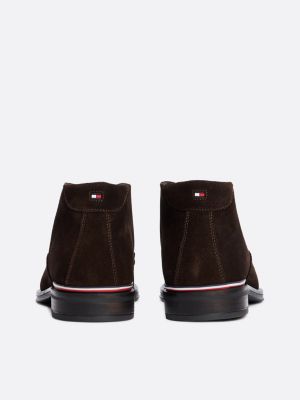 bottes basses en daim à lacets noir pour hommes tommy hilfiger