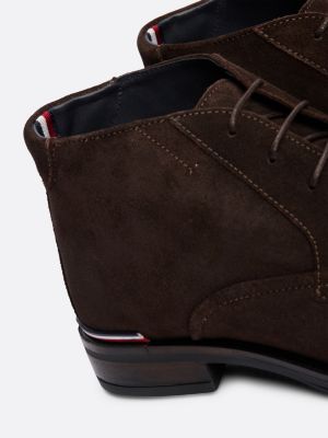 bottes basses en daim à lacets noir pour hommes tommy hilfiger