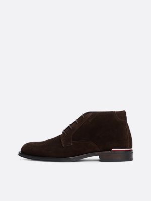 black suede lace-up ankle boots for men tommy hilfiger