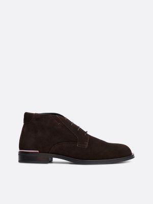 black suede lace-up ankle boots for men tommy hilfiger