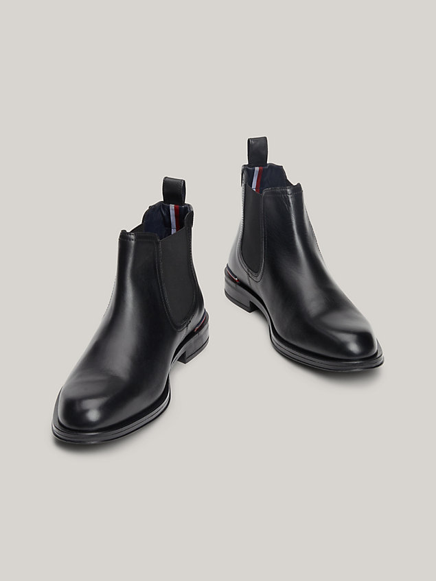 black leather low chelsea boots for men tommy hilfiger