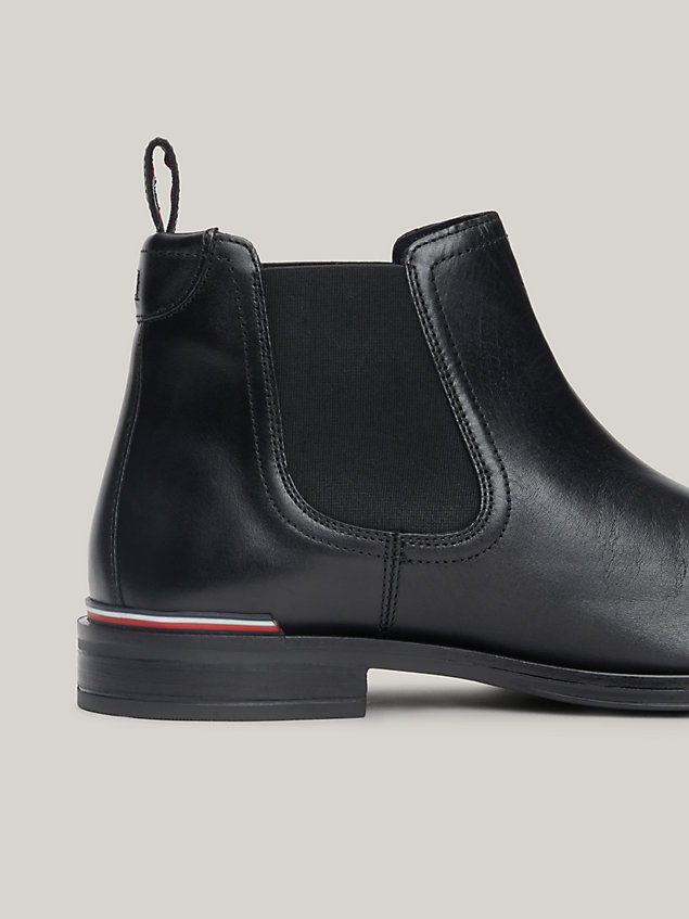 black leather low chelsea boots for men tommy hilfiger
