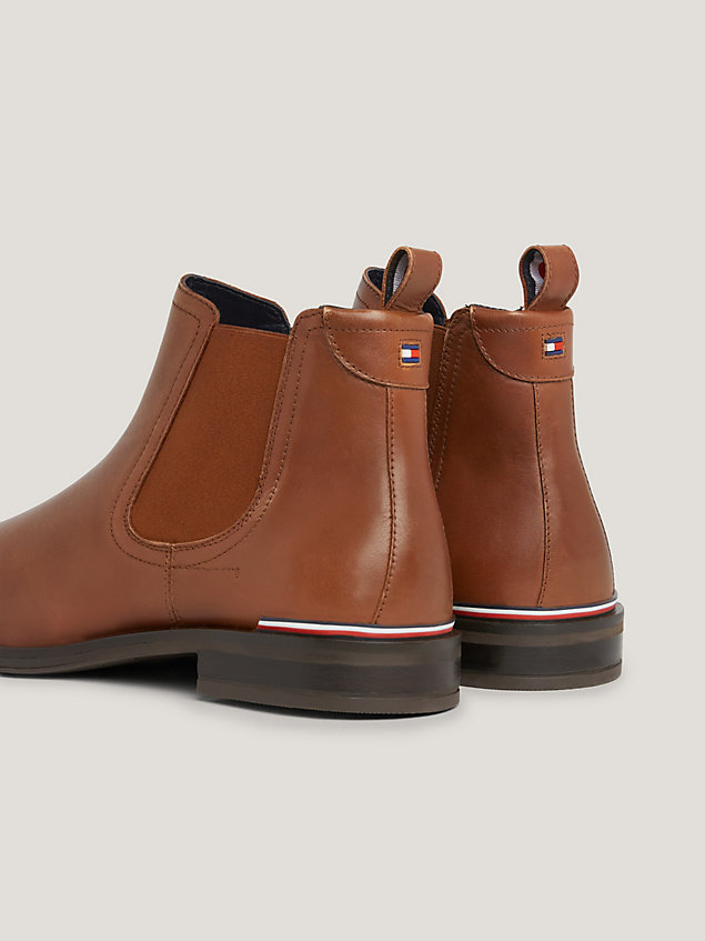 brown leather low chelsea boots for men tommy hilfiger