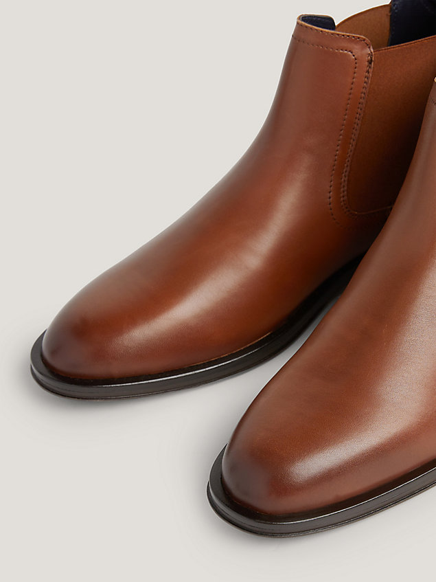 brown kurzer chelsea-boot aus leder für herren - tommy hilfiger