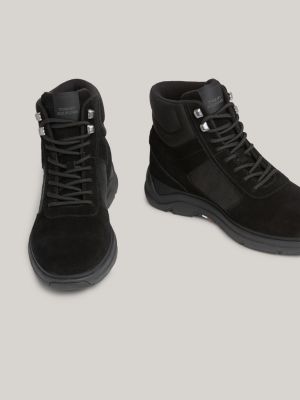 CORDURA Leather Lace Up Hybrid Ankle Boots Black Tommy Hilfiger