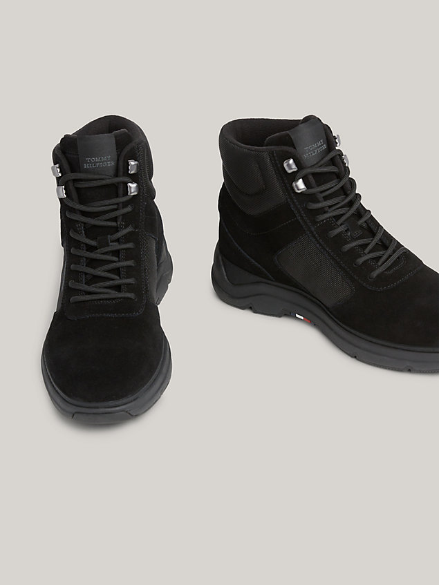 black sznurowane hybrydowe buty do kostki dla mężczyźni - tommy hilfiger