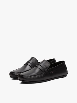 black leather cleat loafers for men tommy hilfiger