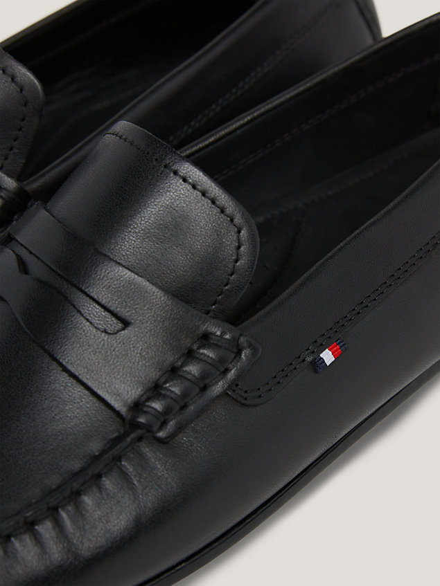 black signature leather slip-on loafers for men tommy hilfiger