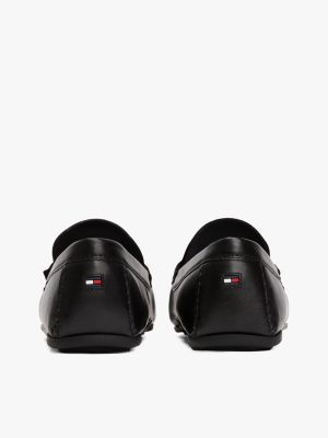 black leather cleat loafers for men tommy hilfiger