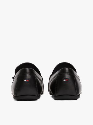 mocassins en cuir crantés noir pour hommes tommy hilfiger