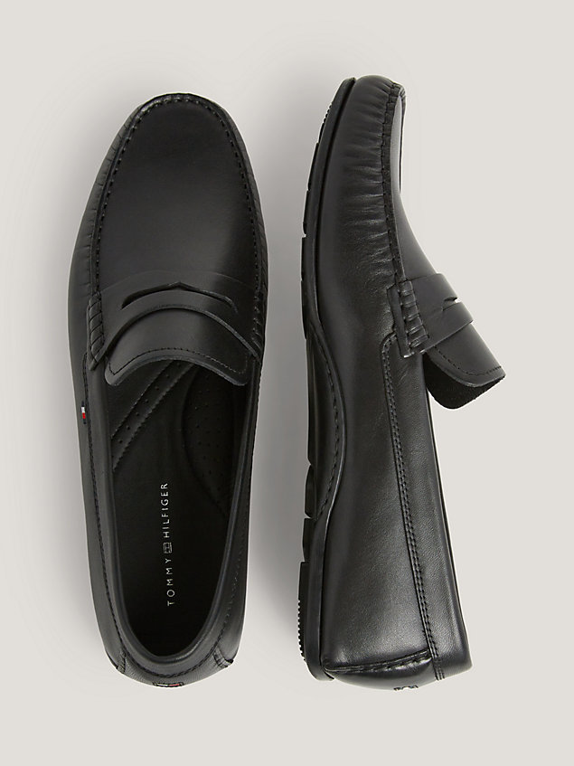 black signature slipper-loafer aus leder für herren - tommy hilfiger