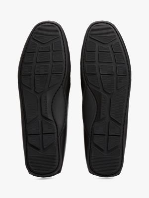 black leather cleat loafers for men tommy hilfiger