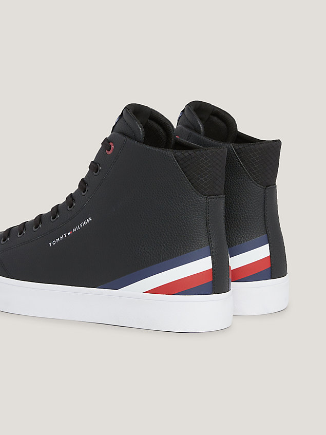 black lace-up high-top trainers for men tommy hilfiger