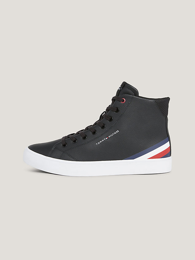 black lace-up high-top trainers for men tommy hilfiger