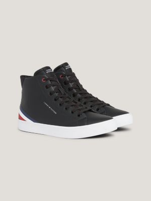 Mens black hot sale mid top trainers