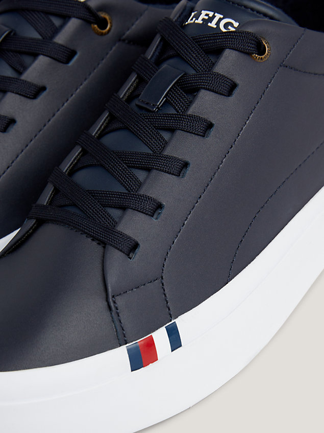 blue th modern leather lace-up trainers for men tommy hilfiger