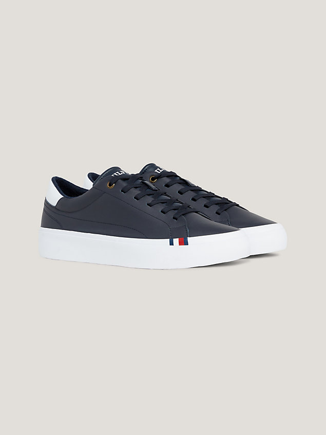 blue th modern leather lace-up trainers for men tommy hilfiger