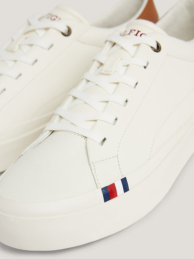 white th modern leather lace-up trainers for men tommy hilfiger
