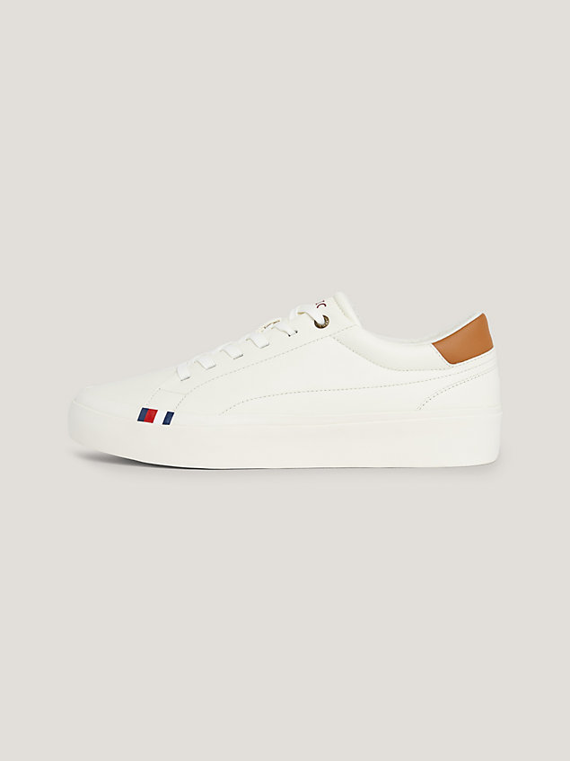 white th modern leather lace-up trainers for men tommy hilfiger