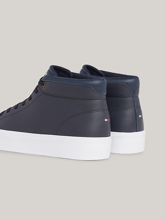 blue th modern leather mid-top trainers for men tommy hilfiger