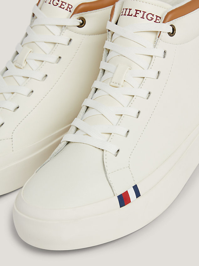 white th modern leather mid-top trainers for men tommy hilfiger