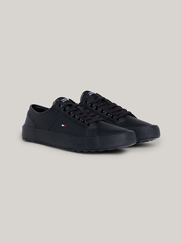 black cleat lace-up trainers for men tommy hilfiger