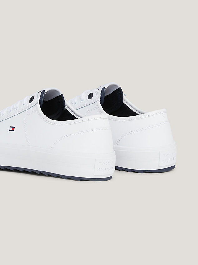 white cleat lace-up trainers for men tommy hilfiger