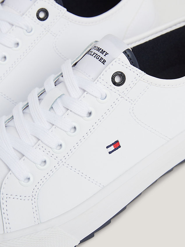 white cleat lace-up trainers for men tommy hilfiger