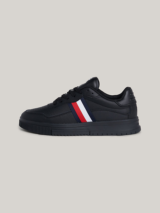 black signature tape lace-up cupsole trainers for men tommy hilfiger